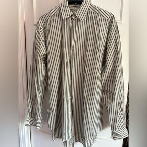 Banana Republic Men's dark green  and White Striped Shirt